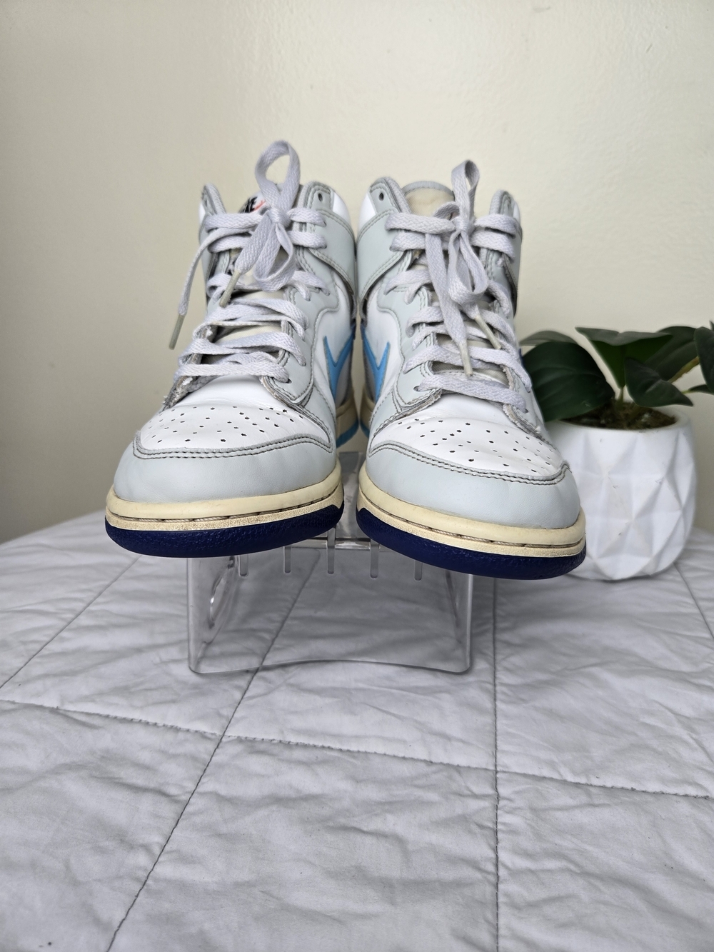 Nike Dunk High Retro Big Boys Shoes Sneakers Size 7Y Grey/white/blue - Picture 5 of 10